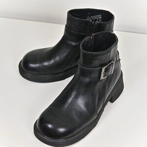 Dr Martens Air Wair Leather Side Zip Belted Block Black Platform Boots US8 UK6